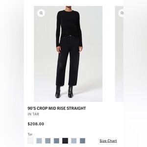 Agolde 90s Crop Mid Rise Straight in Tar